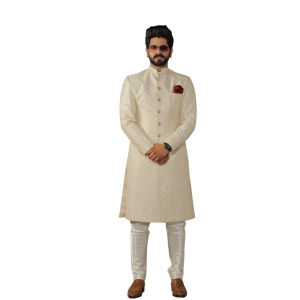 White Sherwani Father Son - Buy Sequin Square Pattern | Jaipurio
